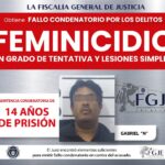 Gabriel pasará 14 años en prisión por el delito de feminicidio en grado de tentativa
