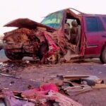 Una mujer y un hombre terminan prensados tras brutal choque en Zacatecas