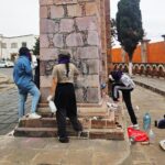 Realizan jornada de limpia de pintas en monumentos históricos