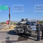 Patrulla de la Policía Estatal destrozada tras fuerte accidente